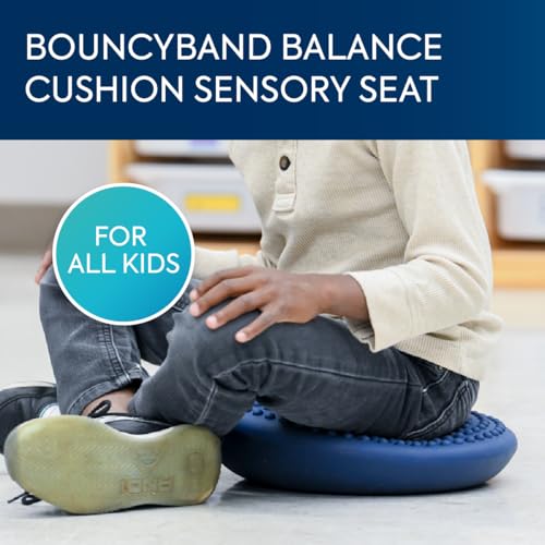 Bouncyband Balance Cushion Sensory Seat, Blue – Portable Sensory Cushion Promotes Active Learning and Improves Focus in the Classroom or at Home – 13.5” Cushion Seat Supports Up To 300lbs