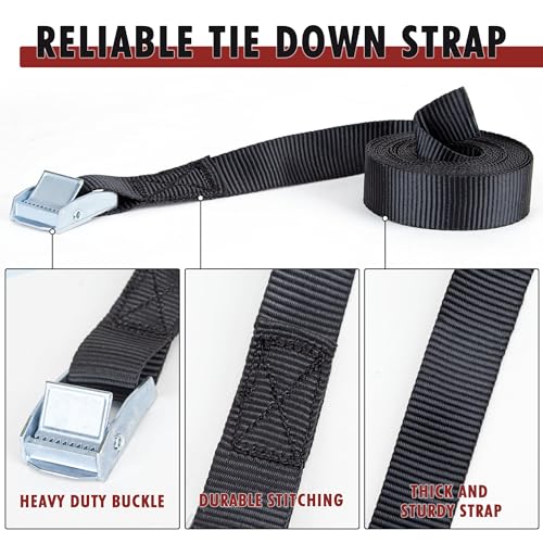Cartman 1" x 12' Lashing Straps Cargo Tie-Down Strap Up to 600lbs, 6pk in Carry Bag, Black (Pack of 2) - color: Black, size: 6 PK (Pack of 2)