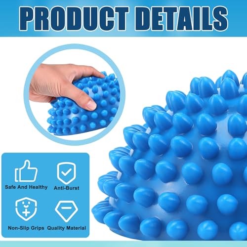 Threlaco 2 Pcs Half Round Massage Ball for Feet Blue Spiky Massage Ball for Adults Sports, Stability Training, Muscle Balancing Therapy, Yoga Gymnastics Exercise - color: Blue