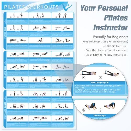 GINMIC Pilates Kit, Pilates Equipment for Home Workouts, at Home Pilates Set with Complete Accessories: Pilates Ring, Pilates Ball, Long and Loop Resistance Bands, Socks, Massage Ball, Guide & Bag - color: Black & Gray