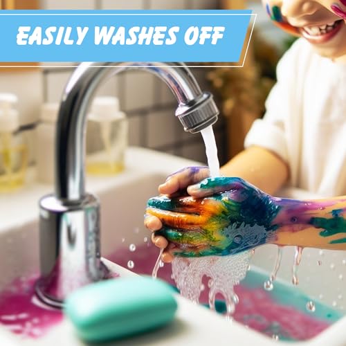 Darice Washable Tempera Paint for Kid, 12 Colors - Non-Toxic Kids Paint with Brushes & Pallete in a reusable Storage Case - Great for Art Projects, Crafts, and Classroom Paint Set, 1oz Paint Bottles