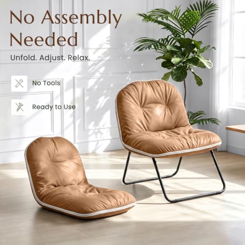 ZonLi Adjustable Floor Chair with Back Support - color: Brown