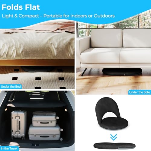 2Pcs Floor Chair with Adjustable Back Support for Kids and Adults - color: Black-2 Pcs