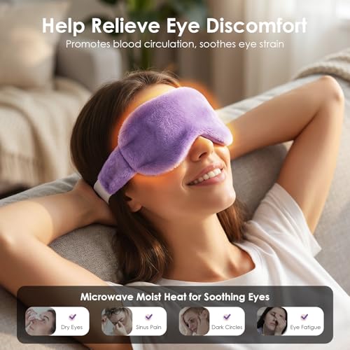 MORLIDEN Heated Eye Mask for Dry Eyes & Stye - Microwavable Warm Compress | For Blepharitis, Chalazion, MGD-Lightweight, No Heavy Pressure-Reusable Moist Heat Mask with Natural Flaxseed (Lavender) - color: Lavender