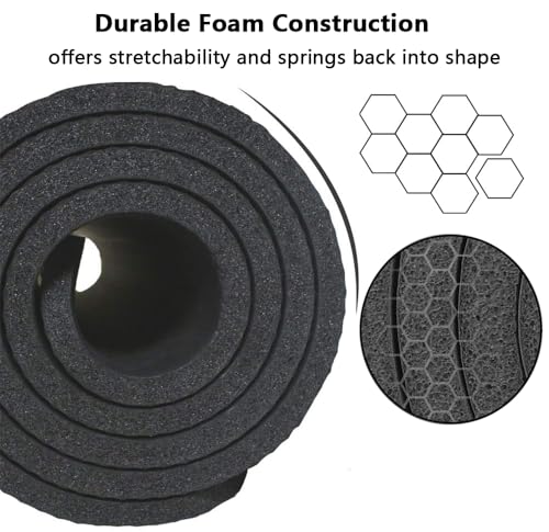 LFS Yoga Mat 72.8" x 31.5" x 2/5 inch Thick With Strap and Bag, Extra Wide - color: Black