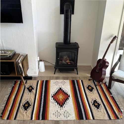 WP West Path Mexican Throw Blanket | Cabin/Southwest Diamond Blanket - Oaxacan Blanket Mexican Home Decor (XL) - size: Standard