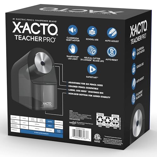 X-ACTO Teacher Pro Electric Pencil Sharpener, Heavy Duty, Black, 1 Count - School, Classroom Essentials