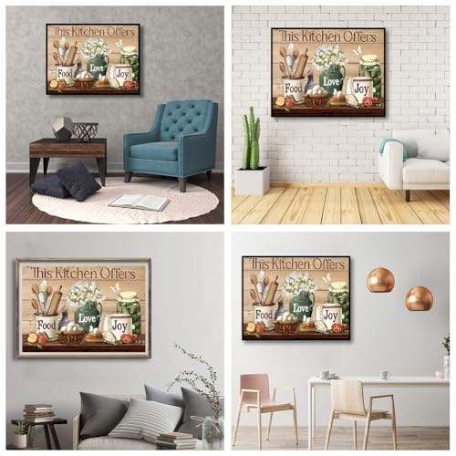 JFYHAB Kitchen Diamond Art Kits for Adults, Food Diamond Painting Kits for Adults Beginners, DIY 5D Diamond Painting with Round Gem Art Kits for Adults for Gift Home Wall Decor 12x16 Inch
