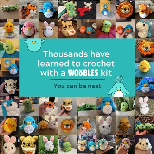 The Woobles Crochet Kit for Beginners (Fred the Dinosaur) | As seen on Shark Tank, Kit includes: Easy Peasy Yarn, pre-started piece, hook, safety eyes, stuffing, video tutorials - color: Fred The Dinosaur