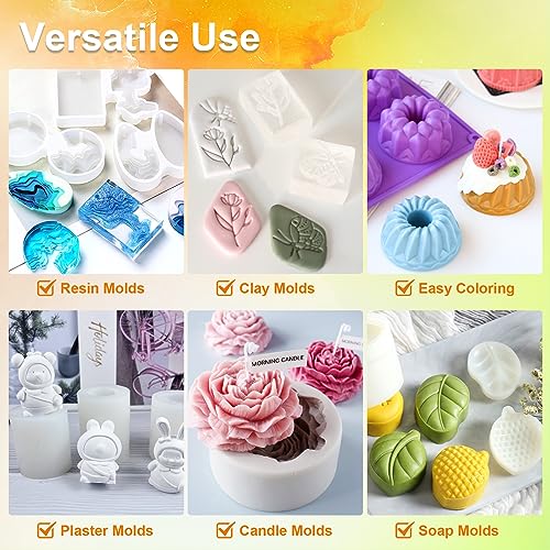 Silicone Mold Making Kit, 48oz 10A Elastic Liquid Silicone for Casting Resin molds and Candle & Soap Mold,Fast Cure Translucent Platinum Silicone Rubber - size: 48 OZ