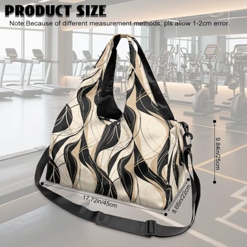 Yoga Gym Bag with Removable Adjustable Shoulder Strap, Shoe Compartment & Top Yoga Mat Holder 17.72x8.66x9.84in - color: Abstract Stripe Line Print
