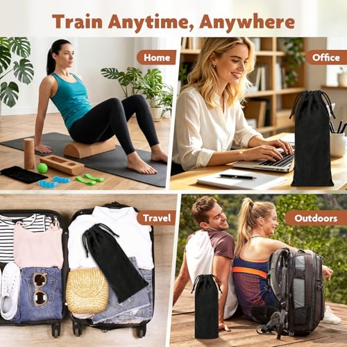 Balance Board for Ankle Stability Training, Cork Wobble Board Set with Foot Massage Roller and Resistance Band for Home Office Gym, Exercise Equipment for Physical Therapy and Yoga