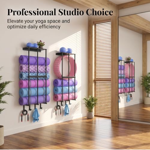 Yoga Mat Holder Wall Mount, Home Gym Storage Rack