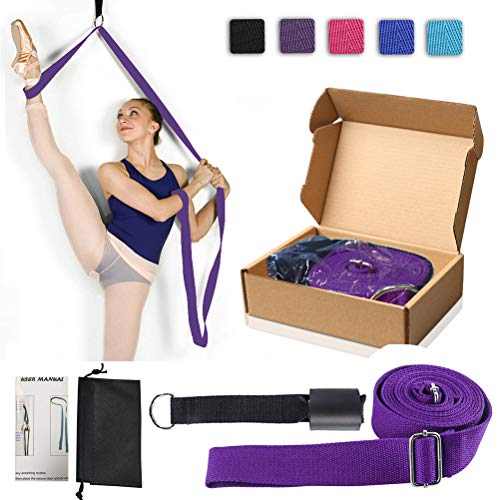 Adjustable Leg Stretcher Lengthen Ballet Stretch Band - Easy Install on Door Flexibility Stretching Leg Strap Great Cheer Dance Gymnastics Trainer Stretching Equipment Taekwondo Training - color: purple