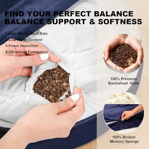 Ultimate Meditation Cushion Set – 2-in-1 Zafu & Zabuton, Buckwheat & Memory Foam, Velvet Cover for Yoga & Mindfulness (Dark Blue) - color: Dark Blue
