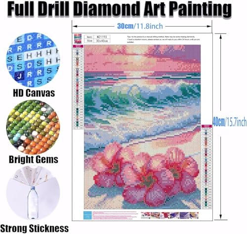 Ekuxom 4 Pack 5D Diamond Art Kits for Adults-Beach Diamond Painting | Beginners DIY Full Drill Diamond Gem Art and Crafts for Home Wall Decor Gifts 12X16Inch - color: Beach-4pcs
