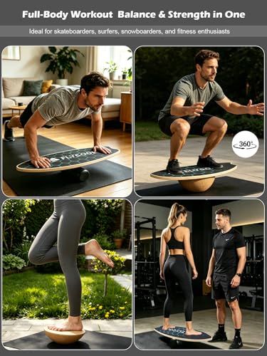 Balance Board for Adult with Adjustable Stoppers: 3 Modes Wobble Board with Roller Exercise Balancing Stability Trainer for Improve Balance Non Slip Surface - size: 30.5*11.8 inch