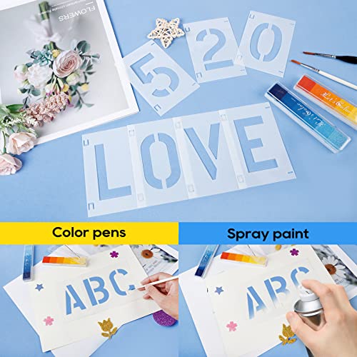 UCEC 42 Pcs 3 Inch Letter Stencils, Alphabet&Number Templates for Wall Art | Reusable Craft Stencils With Calligraphy-Style Font, Works On Fabric, Rock, Wood, For Diy Art, Sign Making - size: 3 inch/42 pcs