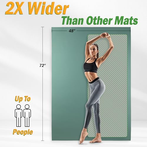 Large Yoga Mat - 6’x4’ Wide Exercise Mat - 8mm Thick Waterproof Non-Slip Workout Mat - Gym Flooring for Home Gym Studio Workouts, Pilates, Stretching and Meditation - Fitness Mat by Wakeman - color: Mint