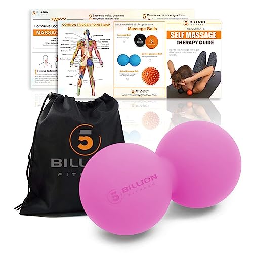 5BILLION Peanut Massage Ball - Double Lacrosse Massage Ball & Mobility Ball for Physical Therapy, Deep Tissue Massage Tool for Myofascial Release, Muscle Relaxer, Pink - color: Pink