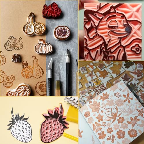 Rubber Stamp Carving Blocks 4"x6" Pink Rubber Carving Blocks Soft Linoleum Blocks for Stamp Maker Printmaking Supplies (2 Pack-4x6Inch)