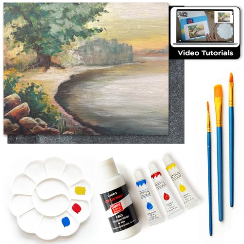 Painting4Real DIY Art Painting Kit for Adults with Video Tutorials – Learn to Paint Still Waters - 9 Pieces Acrylic Paint Set & Art Supplies for Adults, Mother Day Gift for Mom, Women, Art Lover - color: Still Waters