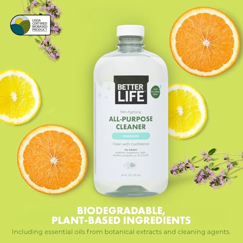Better Life All Purpose Cleaner - Multipurpose Home and Kitchen Cleaning Spray for Glass, Countertops, Appliances, Upholstery & More - Multi-surface Spray Cleaner - 24oz (Pack of 2) Unscented - size: 24 Fl Oz (Pack of 2)