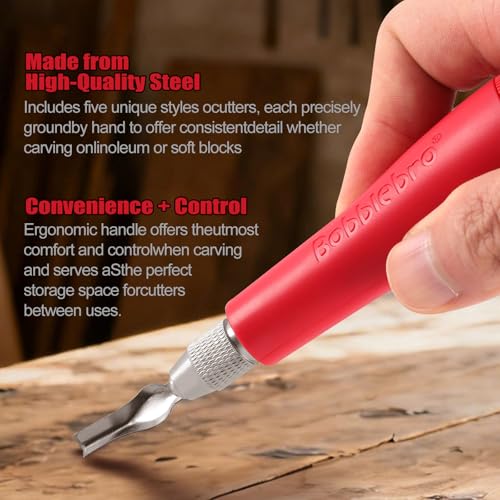 Linocut Tools - Premium Linoleum Carving Tools with 6 Blades | Ideal for Block Printing, Stamp Making, and Linocut Tools for Printmaking- Arts and Crafts Tools for Beginners and Artists