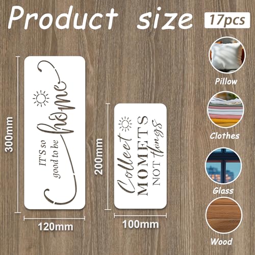 INFUNLY 17Pcs Family Slogans Painting Stencil for Wall Reusable Wall Stencils Family Warm Words Walls Template for Painting Small Art Craft Templates for Card Making Cement Wood Furniture Living Room - style: 17PCS Family Slogans