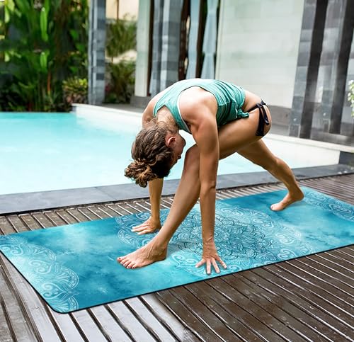 nuveti Yoga Mat Print Extra Thick TPE Non Slip Fitness Exercise Mat with Carrying Bag,72"x24" Extra Thick 6MM Exercise & Workout Mat for Yoga, Pilates Fitness and Floor Exercises - color: ManTuoLuo3