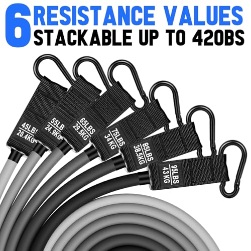 Heavy Resistance Bands for Working Out, 300lbs/360lb/420lb Exercise Bands Workout Bands with Handles, Door Anchor, Ankle Straps, Home Gym Workout Equipment for Men Fitness Strength Training Stretching - color: Black, style: 420LBS