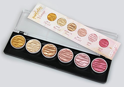 Coliro M780 Artist Mica Pearl Vintage Watercolor Paint Set, 6 Colors, 30 mm
