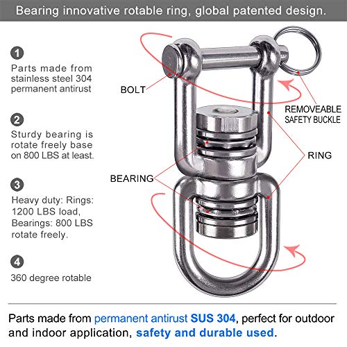 BeneLabel Swing Swivel with 2 Bearing, 360° Rotation, 770LB Capacity, Safest Rotational Device Hanging Accessory for Web Tree Swing, Aerial Dance, Children's Swing, Yoga Swing Sets - color: Open(1 Pack)
