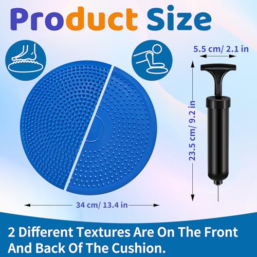 biguphate Wobble Cushion Set with Hedgehog Balance Pods & Pump | Inflatable Wiggle Disc & Stepping Pads For Adults. Ideal for Core Body Balance Training, Stability & Fitness. - color: Blue