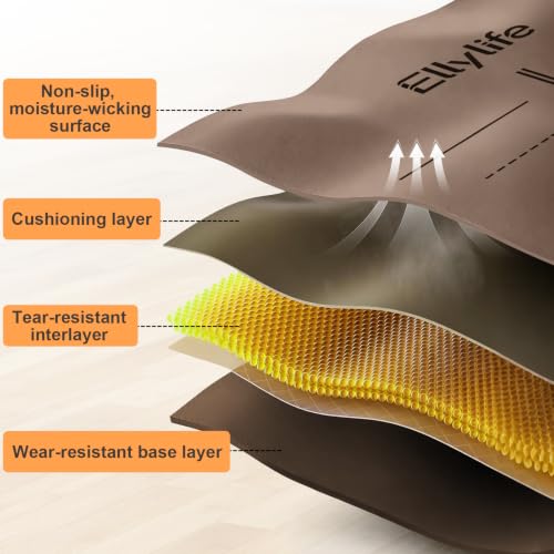 Yoga Mat - Non Slip Natural Rubber Yoga Mat, Alignment Lines, Ultimate Grip | Anti-Tear, Durable & Thick 5mm, Skin-Friendly with Free Carry Strap, Bag, for Yoga, Pilates Fitness and Floor Exercises - color: Brown