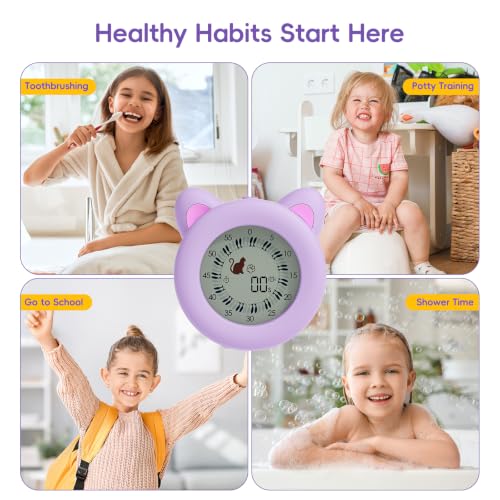 299 Minute Visual Timer for Kids, Cat Countdown Timer with Pause | Digital Classroom Timer with Clock and Alarm, ADHD Autism Toddler Support, Time Management Tool, Girl Pomodoro Timer, Purple