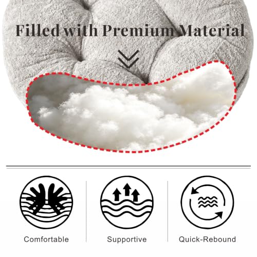 Floor Pillow, Large Meditation Sitting Cushion with Handle | for Tatami, Living Room, Yoga Use for Adults and Kids (1, Round, Light Gray, 22" x 22" x 6") - color: Round, Light Gray