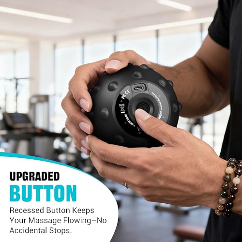 Vulken Vibrating Massage Ball with SphereStrap, Hands-Free Back Massager | 4-Speed Electric Deep Tissue Massage Ball with 4000 RPM Vibration for Hard-to-Reach Areas, Shoulders & Legs - color: Black