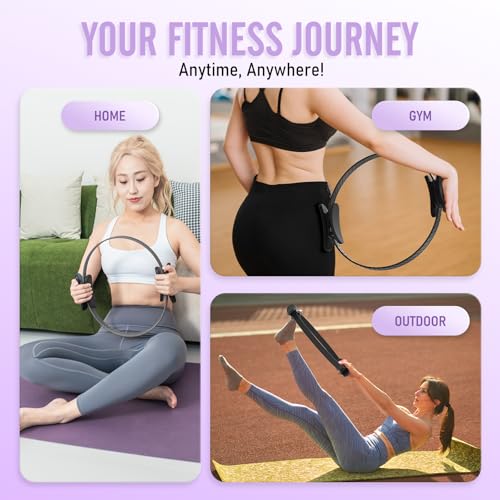 JKSHMYT Pilates Ring, 14.5 inch Magic Circle Pilates Equipment | 30 lb Resistance Home Pilates Ring, Durable Foam Padded Handles, Essentials Pilates Equipment for Beginners and Women - color: Dark, size: Pilates Ring