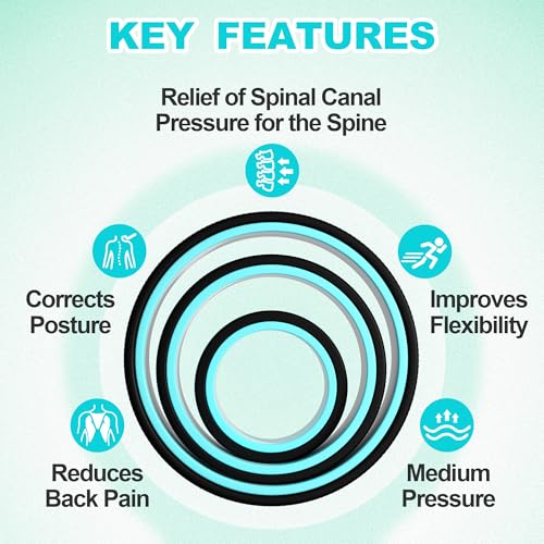 3 Pack Back Roller- Yoga Wheel for Back Pain Reliefn & Stretching, Back Wheel for Deep Tissue Massage, Foam Roller for Physical Therapy & Exercise | Blue - color: Blue and Black