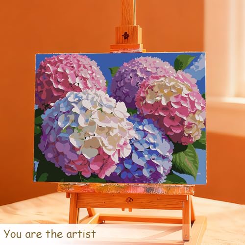 Muzagroo Paint by Numbers Oil Painting Kits for Adults DIY Hydrangea Flowers Oil Painting for Beginners Crafts Kits with Brushes and Acrylic Paints 16x20 inches (Hydrangea) - color: Hydrangea