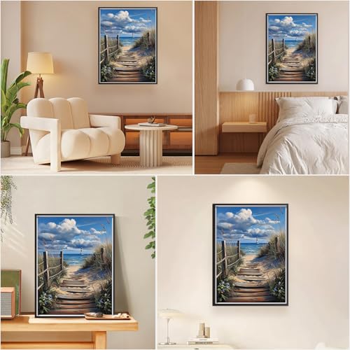 EOBROMD Paint by Numbers Kits for Adults Seaside, DIY Kits Crafts for Beginner, Painting Adults, Oil Paint by Numbers for Home Decor Gift 16x20inch(Without Frame) - color: 10-Seaside