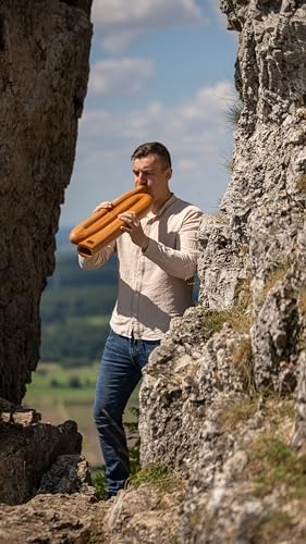 Z-shaped Professional Didgeridoo for Meditation, Sound Healing Therapy, Yoga and Circular Breathing — NOT MADE IN CHINA — Mahogany Wood, 2-YEAR WARRANTY - style: Z-shape, note D