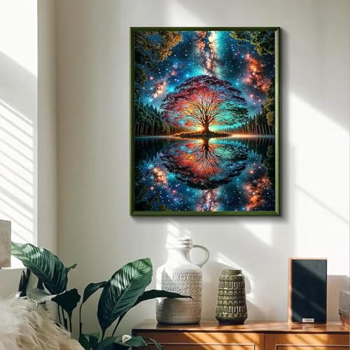 RYMILIE Tree Diamond Art Kits for Adults Diamond Painting Kit 12x16in | 5D Dreamy Scenery Diamond Art Painting Kit for Beginners, DIY Full Square Gem Art Crafts for Home Wall Decor Gift - color: DP02875