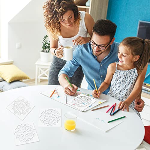 16 Pcs Mandala Stencils, 6 x 6 Inch Reusable Painting Templates for Crafts | Pet Material, Smooth Edges, Geometric Layering Designs, Washable, for Wood, Walls, Fabric, Floor, Window, Cards and Drawing - style: Mandala Stencils-1