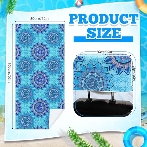 Hahafelt 2 Pack Car Seat Towel Cover with Storage Bag, Blue Mandala | 63 x 32 in Car Towel Seat Cover Non Slip Waterproof, Gym Workout Swimming Running, Machine Washable Sweat Absorbent Protector - style: Blue Mandal