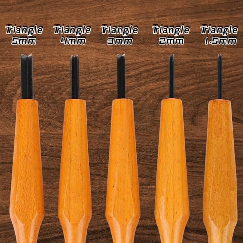 5 Pcs Linocut Tools Sets Linoleum Carving Tools Wood Chisel V Shaped Knife for Printmaking Woodcarving Beginners (1.5mm, 2mm, 3mm, 4mm, 5mm)