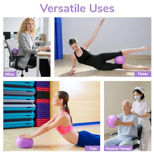TOPZGLEEY Pilates Ring Set – 14" Anti-Deformation Magic Circle with Padded Handles, Mini Ball, 5 Resistance Bands, Guide, Pilates Equipment for Home Workout - color: PURPLE