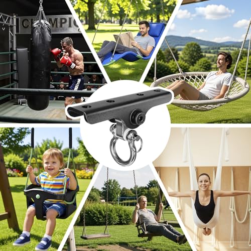Heavy Punching Bag Hanger | Wall/Ceiling Mount Hook with 180° / 360° Rotation | Wood Beam Holder for Boxing, Weight Training, Aerial Yoga Swing & Hammock - size: 180° Swing