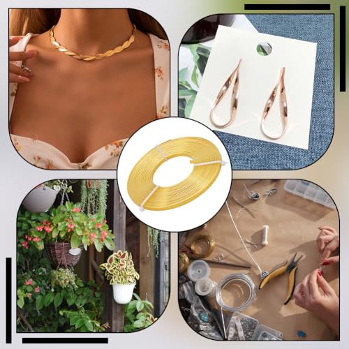 BENECREAT 32 Feet 5mm Wide Flat Jewelry Craft Wire 18 Gauge Gold Metal Aluminum Wire for Bezel, Bracelet DIY, Sculpting, Armature and Jewelry Making - color: Gold, size: 5mm